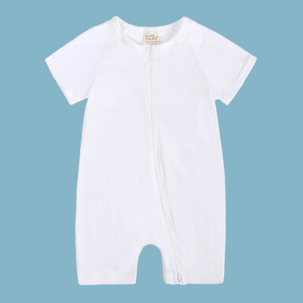 Unisex Baby One Piece Bodysuit Short Sleeve Romper Cotton Double Zipper 3-24M